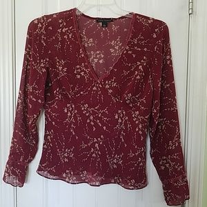 Maroon long sleeve sheer top